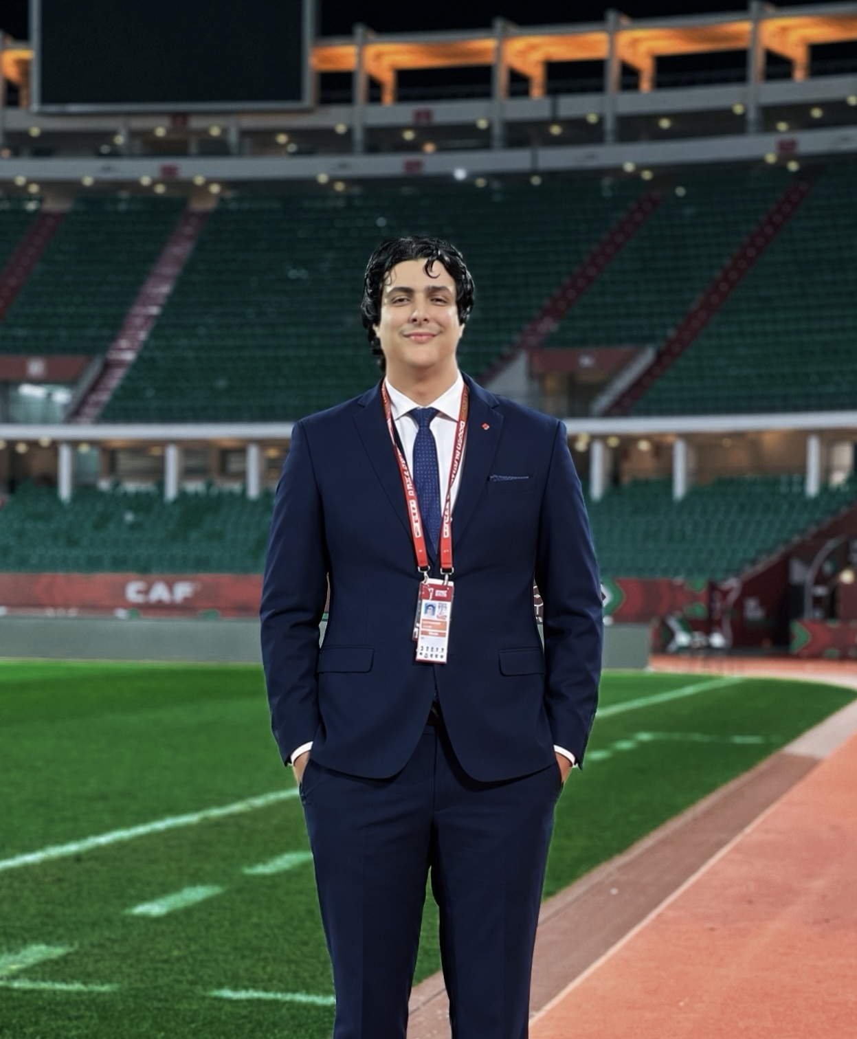 Abderrahim Baalla, founder of Sports Innovation Lab Morocco, at a football stadium