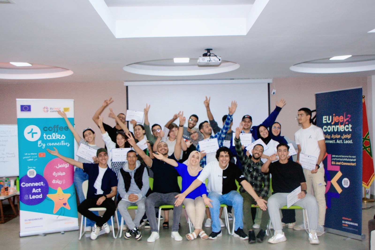 Participants celebrating a Sports Innovation Lab gathering